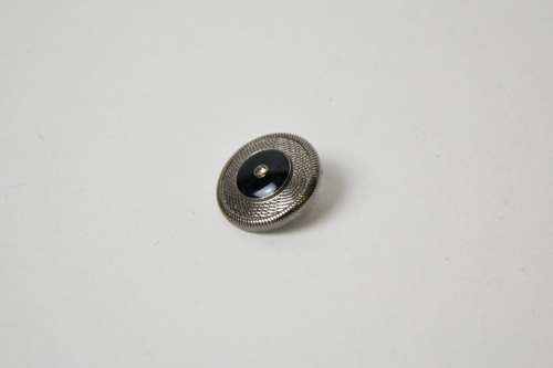 Guzik metalowy 20mm srebrny czarny z cyrkonią