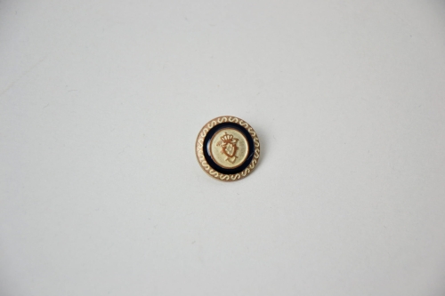 Guzik metalowy z herbem 20mm beżowy czarny
